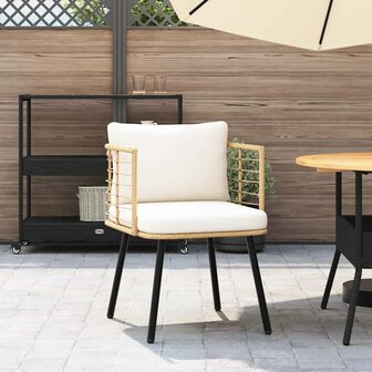 Tuinstoel met kussens poly rattan naturel 3