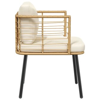 Tuinstoel met kussens poly rattan naturel 5