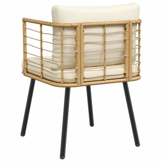 Tuinstoel met kussens poly rattan naturel 6
