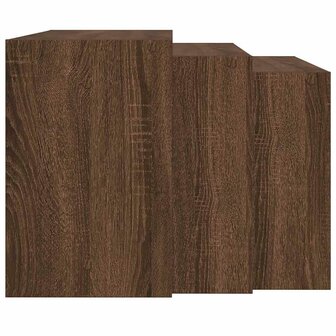 3-delige Tafeltjesset bewerkt hout bruin eikenkleur 5