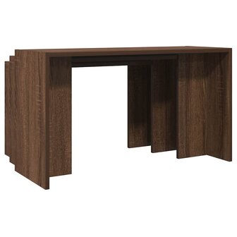 3-delige Tafeltjesset bewerkt hout bruin eikenkleur 6