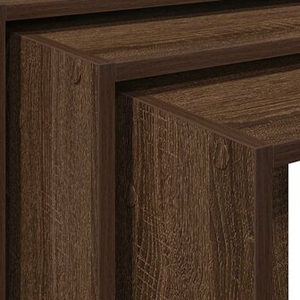 3-delige Tafeltjesset bewerkt hout bruin eikenkleur 7