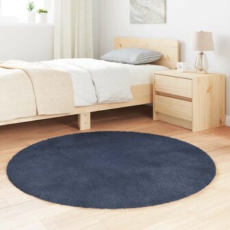 Hoogpolig vloerkleed NAVARRA 120x120 cm polyester marineblauw 3