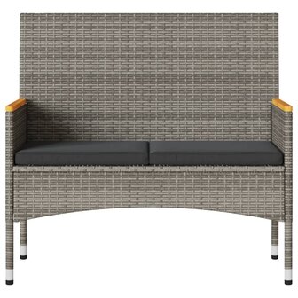 Tuinbank 2-zits met kussens en tafel poly rattan grijs 5