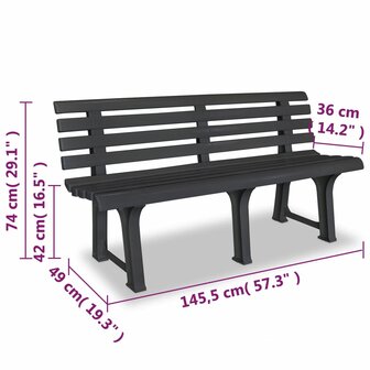 Tuinbank 145,5 cm kunststof antraciet 6