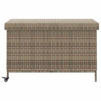 Tuinbox met wielen 110x55x73 cm poly rattan grijs 4