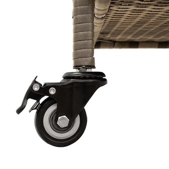 Tuinbox met wielen 110x55x73 cm poly rattan grijs 9