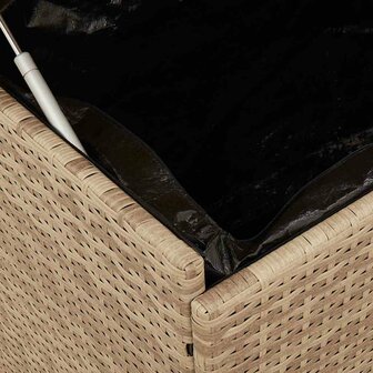 Tuinbox met wielen 110x55x73 cm poly rattan gemengd beige 8