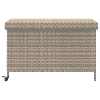 Tuinbox met wielen 110x55x73 cm poly rattan lichtgrijs 5