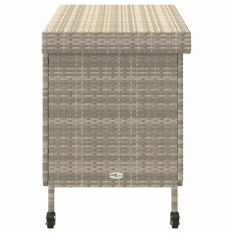 Tuinbox met wielen 110x55x73 cm poly rattan lichtgrijs 6