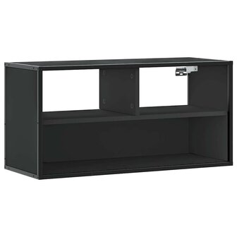 Tv-meubel 80x31x39,5 cm bewerkt hout en metaal zwart 2