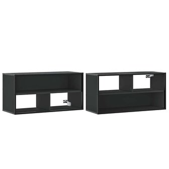 Tv-meubel 80x31x39,5 cm bewerkt hout en metaal zwart 7