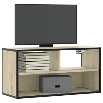 Tv-meubel 80x31x39,5 cm bewerkt hout metaal sonoma eikenkleurig 1