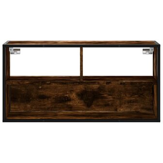 Tv-meubel 80x31x39,5cm bewerkt hout metaal gerookt eikenkleurig 4