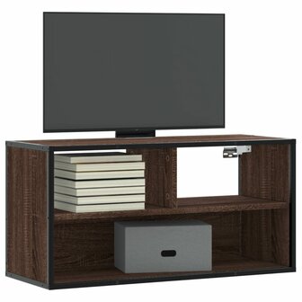 Tv-meubel 80x31x39,5 cm bewerkt hout metaal bruin eikenkleurig 1