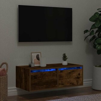 Tv-meubel LED-verlichting 75x35,5x25 cm gerookt eikenkleurig 1