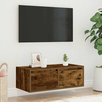 Tv-meubel LED-verlichting 75x35,5x25 cm gerookt eikenkleurig 4