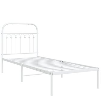 Bedframe met hoofdbord zonder matras metaal wit 75x190 cm 3
