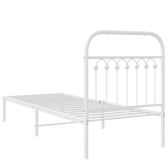 Bedframe met hoofdbord zonder matras metaal wit 75x190 cm 6