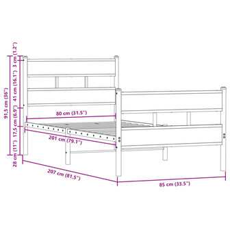Bedframe met hoofdbord en voetbord zonder matras 80x200 cm 9