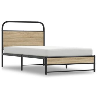 Bedframe zonder matras bewerkt hout gerookt eiken 90x200 cm 2