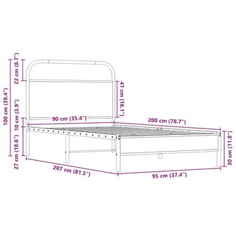 Bedframe zonder matras bewerkt hout sonoma eikenkleur 90x200 cm 9