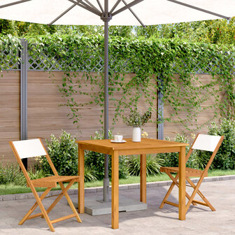Bistrostoelen 2 st massief acaciahout en stof cr&egrave;mewit 3