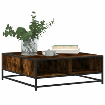 Salontafel 80x80x30 cm bewerkt hout en metaal gerookt eiken 4