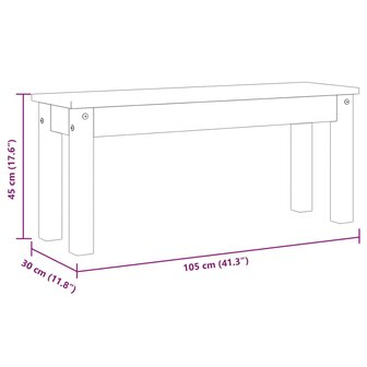 Eetkamerbank Panama 105x30x45 cm massief grenenhout grijs 8
