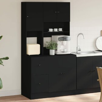 Keukenkast 95x50x180 cm bewerkt hout zwart 1