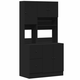 Keukenkast 95x50x180 cm bewerkt hout zwart 2