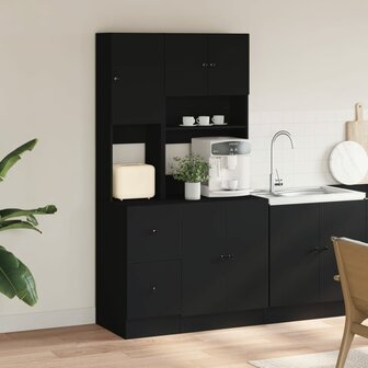 Keukenkast 95x50x180 cm bewerkt hout zwart 3