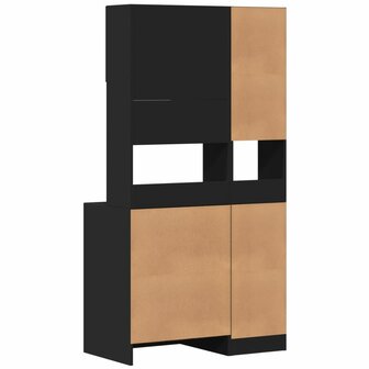 Keukenkast 95x50x180 cm bewerkt hout zwart 6