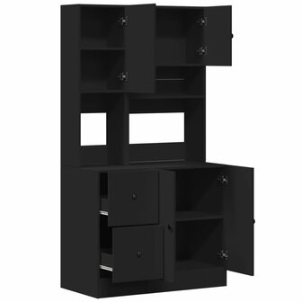 Keukenkast 95x50x180 cm bewerkt hout zwart 7