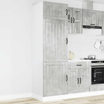 Keukenkast Lucca bewerkt hout betongrijs 2