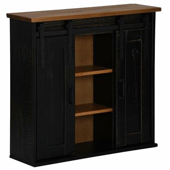 Hangkast HALDEN 2 schuifdeuren 75x22,5x70 cm grenenhout zwart 2