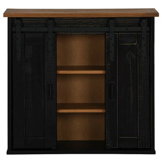 Hangkast HALDEN 2 schuifdeuren 75x22,5x70 cm grenenhout zwart 3