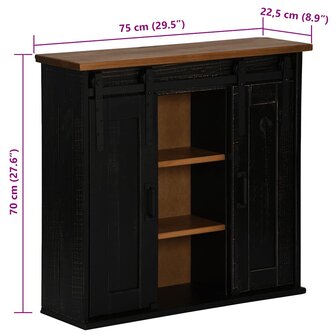 Hangkast HALDEN 2 schuifdeuren 75x22,5x70 cm grenenhout zwart 7