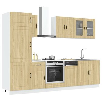 8-delige Keukenkastenset Kalmar bewerkt hout sonoma eikenkleur 1