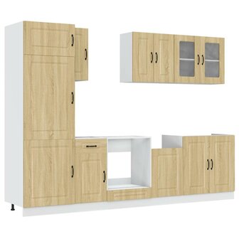 8-delige Keukenkastenset Kalmar bewerkt hout sonoma eikenkleur 2