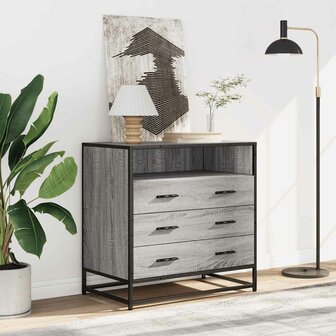 Ladekast 70x41x70 cm bewerkt hout grijs sonoma eikenkleurig 3