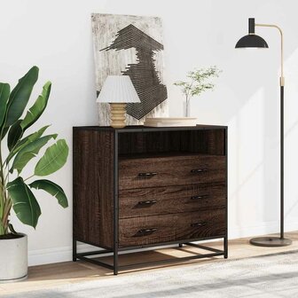 Ladekast 70x41x70 cm bewerkt hout bruin eikenkleur 3