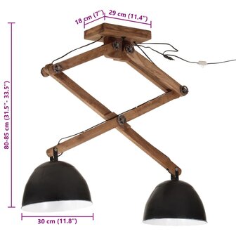Plafondlamp 25 W E27 29x18x85 cm zwart 8