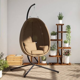 Hangstoel met standaard stof en staal taupe 1