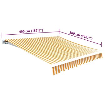 Luifeldoek 4x3 m canvas zonnebloemgeel en wit 5