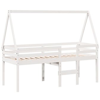 Hoogslaper met dak massief grenenhout wit 75x190 cm 3