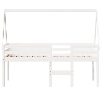 Hoogslaper met dak massief grenenhout wit 75x190 cm 4