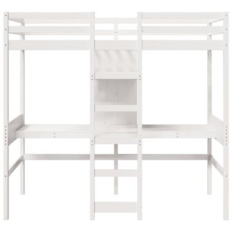 Hoogslaper met bureau en schappen grenenhout wit 90x200cm 5