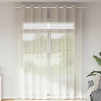 Gordijnen voile met doorvoertules 2 st 140x260 cm cr&egrave;mekleurig 1