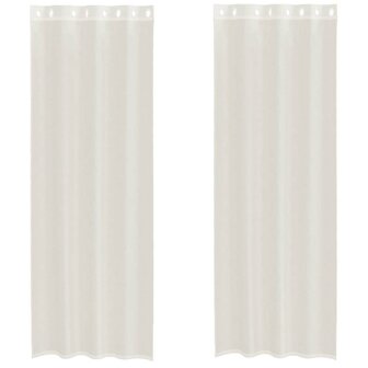 Gordijnen voile met doorvoertules 2 st 140x260 cm cr&egrave;mekleurig 2